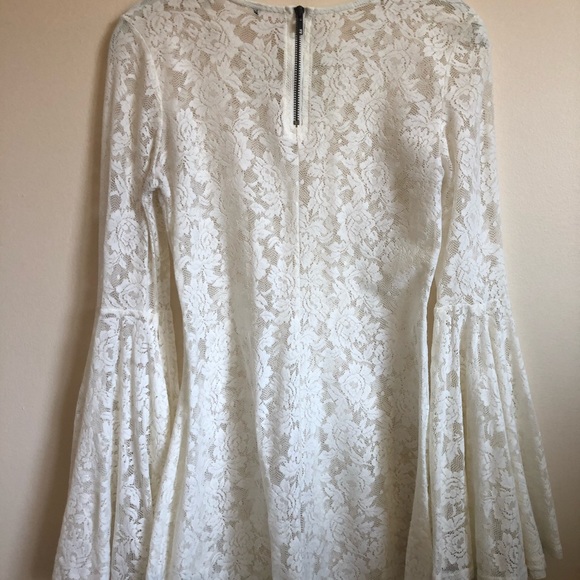 Forever 21 Lace Cream Mini Dress w/ Bell Sleeves - Picture 4 of 4